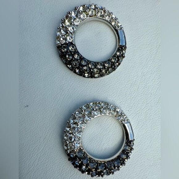 Nolan Miller Vintage Ombré Rhinestone Circle Earrings – Signed Designer Glam - Picture 10 of 17